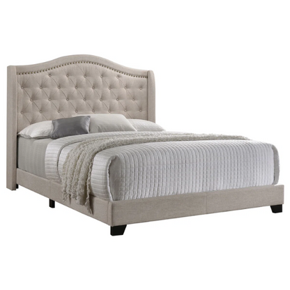 Button Tufted Upholstered Full Double Bed with Panel Headboard Design – Elegant and Comfortable with Premium Upholstery