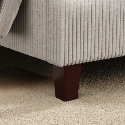 Modern King Size Corduroy Upholstered Bed with Wingback Design – Solid Wood and Metal Frame with Tapered Legs and Extra Cushioned Comfort