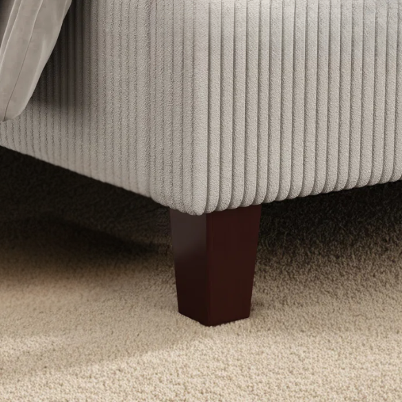 Modern King Size Corduroy Upholstered Bed with Wingback Design – Solid Wood and Metal Frame with Tapered Legs and Extra Cushioned Comfort