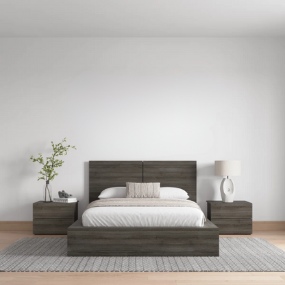 Elegant 3-Piece Wood Bedroom Set – Full Double Size Bed with Stylish Headboard and 2 Matching Nightstands