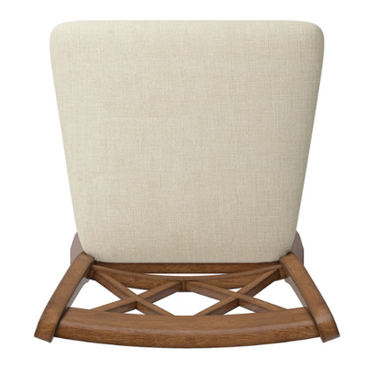 Double X Back Wood Swivel Bar Stool – Vintage Charm with Upholstered Linen Seat Cushion, Swivel Function, and Distressed Finishes for Elegant Bar or Counter Seating