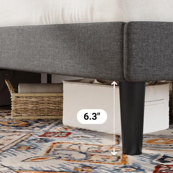 Luxurious King Size Upholstered Wingback Platform Bed with Button-Tufted Linen Fabric – Sturdy Wood Frame, High-Density Foam, and Ample Under-Bed Storage for a Stylish, Safe, and Comfortable Bedroom