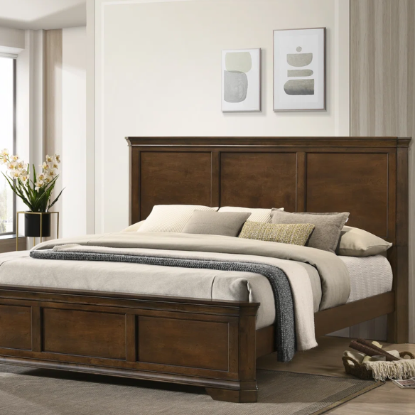 Solid Walnut Wood 3-Piece Queen Bedroom Set – Durable, Elegant, and Timeless Standard Bed Set