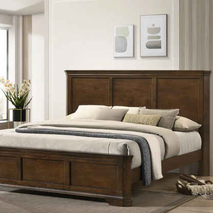 Solid Walnut Wood 3-Piece Queen Bedroom Set – Durable, Elegant, and Timeless Standard Bed Set