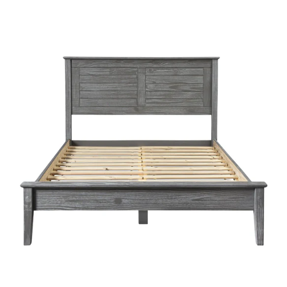 Brushed Wooden Full Double Size Bed and Bedroom Set – Elegant Design with Sturdy Construction and Rustic Charm