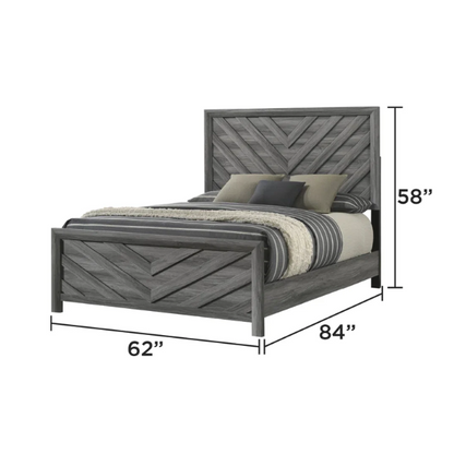 Stylish Dark Grey Wooden 5-Piece Twin Bedroom Set: Luxurious Rustic Solid Wood Design