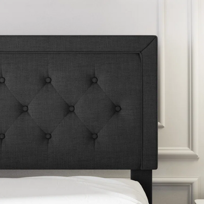 Tufted Upholstered Platform Bed – Full/Double Size with Linen Fabric, Elegant Design for Comfortable Bedrooms