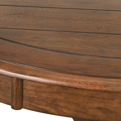Country-Style 3-Piece Dining Set – Round Beadboard Table with X-Base and Geometric Back Chairs