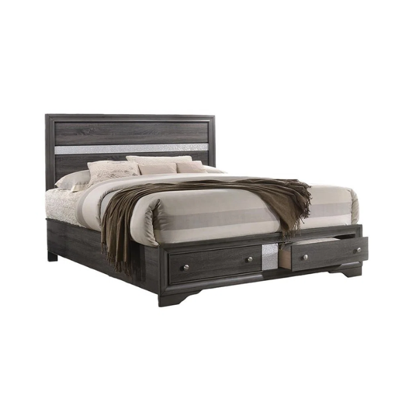 Elegant Full Size 5-Piece Bedroom Set – Featuring a Beautifully Crafted Headboard and Two Functional Storage Drawers for Added Convenience