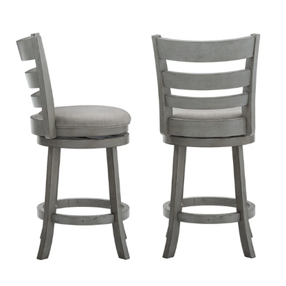 Upholstered Back Swivel Bar Stool – Durable Rubberwood Frame, 360° Swivel Seat, Ring Footrest, and Foam-Padded Linen or Faux Leather Upholstery for Comfortable Everyday Dining