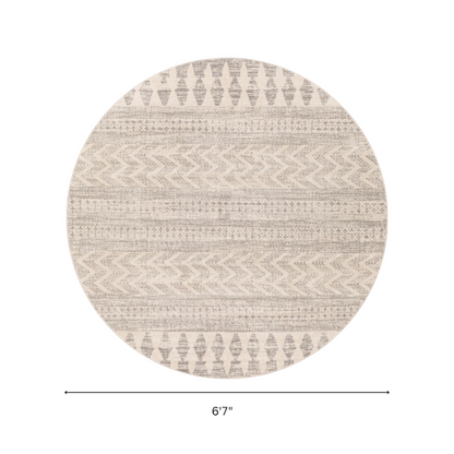 Southwestern-Inspired Geometric Rug – Gray Diamond, Chevron & Dot Patterns on Off-White, Stain-Resistant, Perfect for High-Traffic Areas