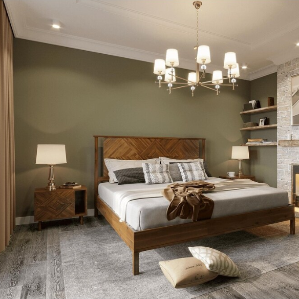 Solid Wood Platform King Size Bed with Headboard – Rustic Wood Frame with Steel Reinforcement for Ultimate Stability and Comfort