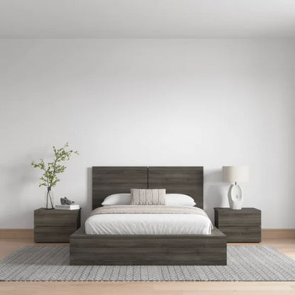 Modern 4-Piece Queen Bedroom Set with Platform Bed, Headboard, and 2 Drawer Nightstands