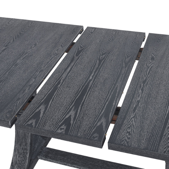 Rustic Wood Expandable Dining Table with X-Frame Base – Rubberwood Top, Extension Leaf, and Natural Rustic Design