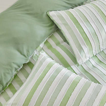 Luxurious Tufted Duvet Cover Set – Queen Size | Striped Textured Boho Bedding | Ultra-Soft Washed Microfiber | 3-Piece Set