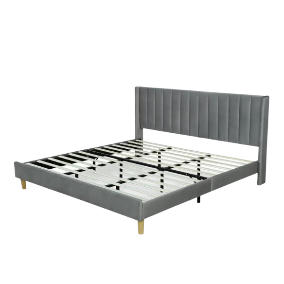 Luxury Corduroy Upholstered King Size Platform Bed Frame - Stylish Modern Wingback Design with Ultimate Comfort