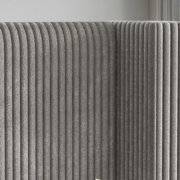 Modern King Size Corduroy Upholstered Bed with Wingback Design – Solid Wood and Metal Frame with Tapered Legs and Extra Cushioned Comfort