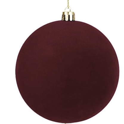 Burgundy Velvet Christmas Ball Ornament Set – 9-Piece Luxury Holiday Décor (10 cm / 3.94 in)