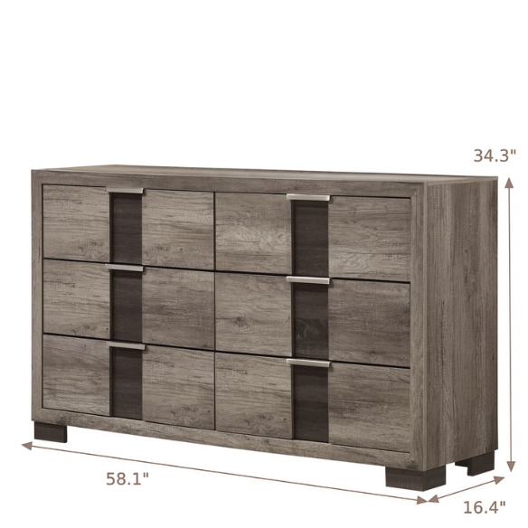 6-Piece Dark Grey Wooden Queen Bedroom Set – Modern Elegance with Sleek Storage Solutions