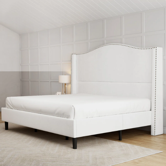 Luxurious Velvet Upholstered Metal Platform Bed – Full/Double Size with Sleek & Stylish Design