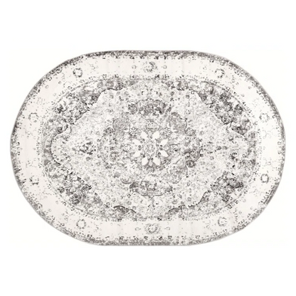 Distressed Oriental-Inspired Indoor Rug – Gray, Silver & Ivory Medallion Pattern, Stain-Resistant, Fade-Resistant, Perfect for Traditional & French Country Décor