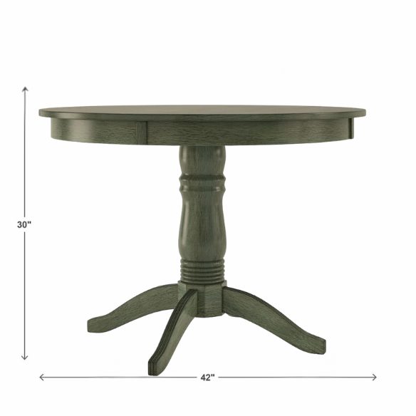 Round Pedestal Base Dining Table – Vintage Farmhouse Style with Distressed Finishes, Compact Design for Small Spaces, Timeless Classic Elegance