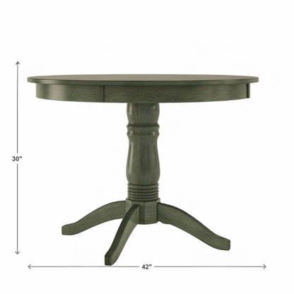 Round Pedestal Base Dining Table – Vintage Farmhouse Style with Distressed Finishes, Compact Design for Small Spaces, Timeless Classic Elegance