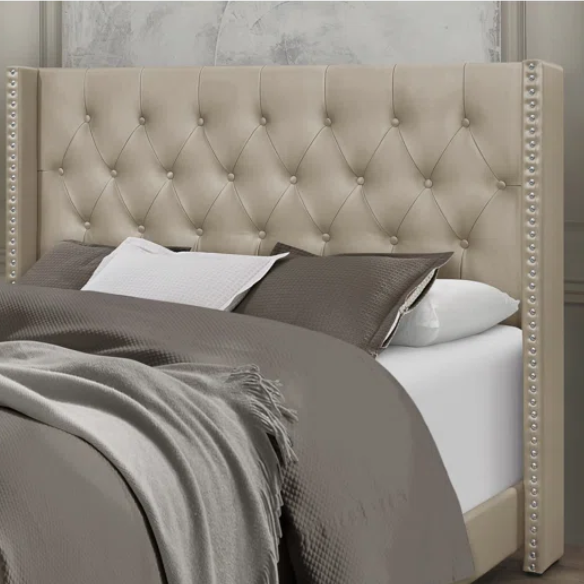 Queen Size Upholstered Low Profile Bed with Glamorous Button Tufted Foundation – Elegant and Timeless Design