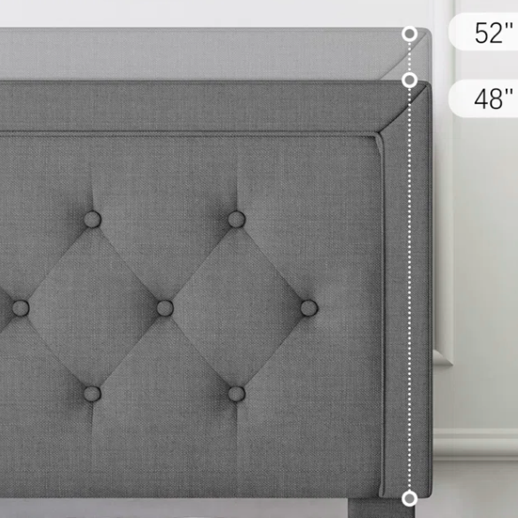 Tufted Upholstered Platform Bed – Full/Double Size with Linen Fabric, Elegant Design for Comfortable Bedrooms