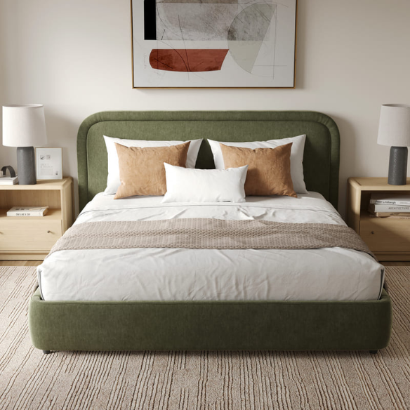 Premium Upholstered Aurora Lift-Up Storage Bed with Elegant Boucle Performance Fabric, Plush Foam-Padded Headboard, and Spacious Under-Bed Storage for a Clutter-Free Bedroom