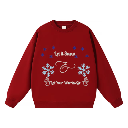 Embroidered 'Let It Snow & Let Your Worries Go' Sweater