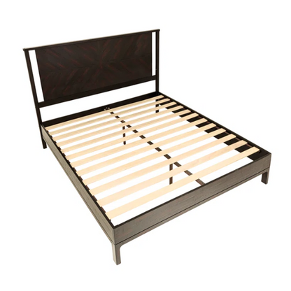 Solid Wood Platform King Size Bed with Headboard – Rustic Wood Frame with Steel Reinforcement for Ultimate Stability and Comfort