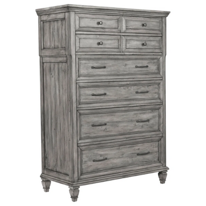 Old-World Charm Meets Glamour in 5-Piece Queen Bedroom Set – Rich Brown Finish with Crown Molding, Felt-Lined Drawers, and Built-In Outlets