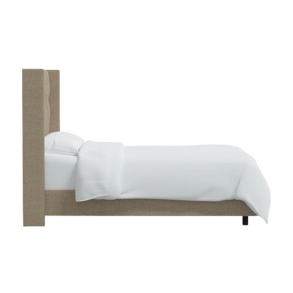 Timeless Upholstered Wingback King Size Bed with Button Tufting and Nailhead Trim