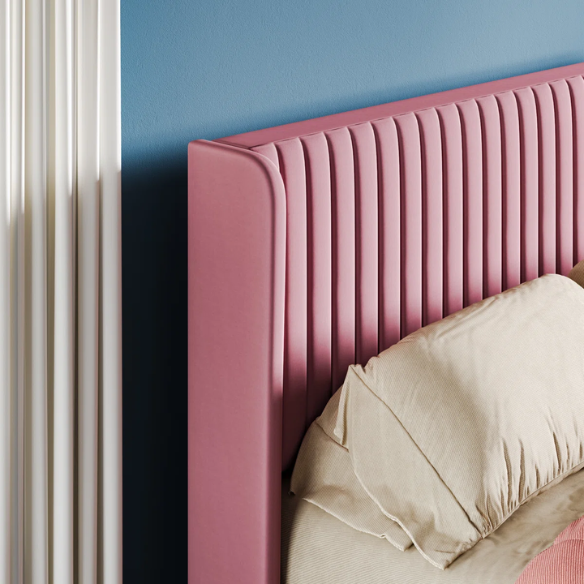 Luxurious King Size Upholstered Velvet Platform Bed with Modern Wingback Headboard – Heavy-Duty Steel Frame, No Box Spring Needed, and Ample Under-Bed Storage