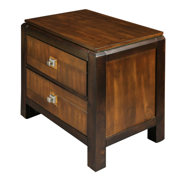 Elegant Sigh Rustic Walnut 3-Piece Queen Bedroom Set – Transitional Design with Solid Wood Construction, Chrome Accents, and Ample Storage