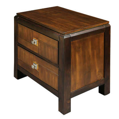 Elegant Sigh Rustic Walnut 3-Piece Queen Bedroom Set – Transitional Design with Solid Wood Construction, Chrome Accents, and Ample Storage