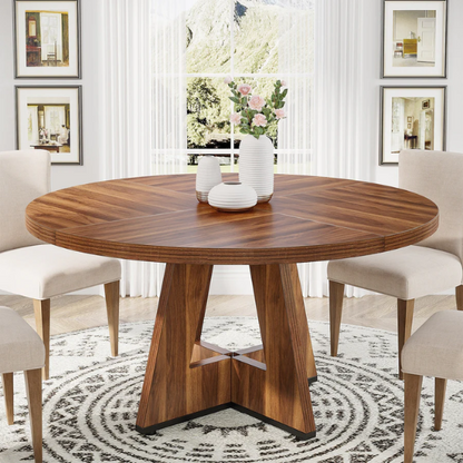 47-Inch Round Dining Table for 4 – Modern Wood Kitchen Table with MDF Legs, Perfect for Dining Room, Kitchen, or Living Room