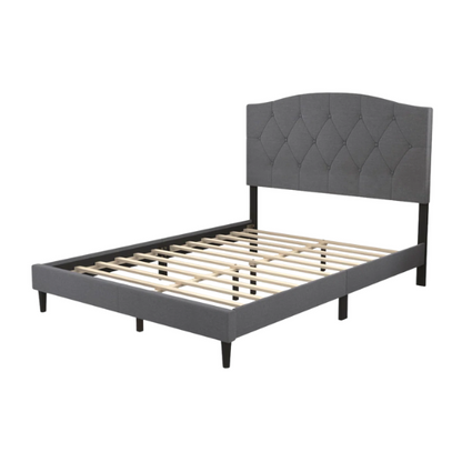 Modern Button-Tufted Queen Size Upholstered Platform Bed with Sleek Design
