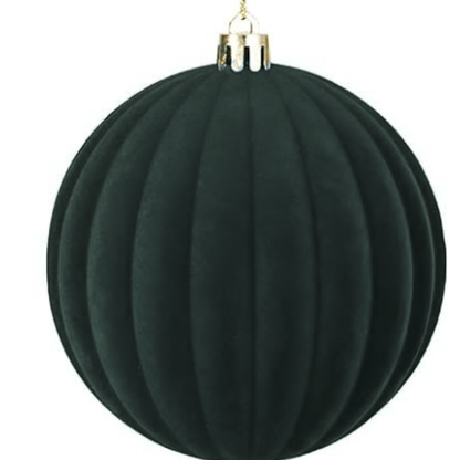 Dark Green Velvet Christmas Ball Ornament Set – 9-Piece Luxury Holiday Décor (10 cm / 3.94 in)