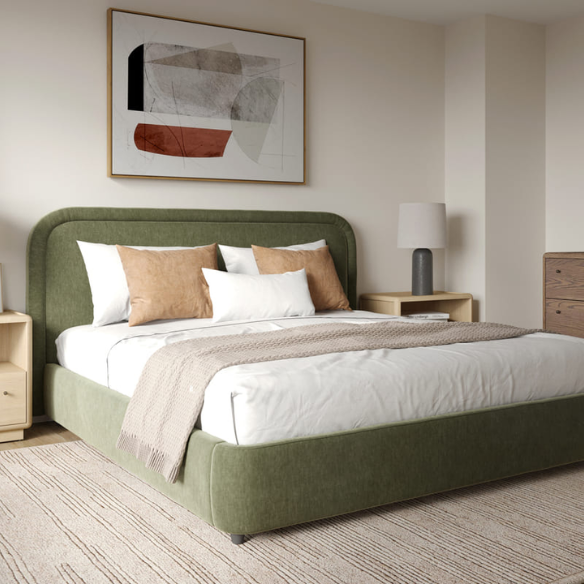 Premium Upholstered Aurora Lift-Up Storage Bed with Elegant Boucle Performance Fabric, Plush Foam-Padded Headboard, and Spacious Under-Bed Storage for a Clutter-Free Bedroom