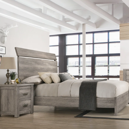 Standard Charming Weathered Grey 5-Piece Queen Bedroom Set in Solid Wood – Elegant, Durable, and Timeless