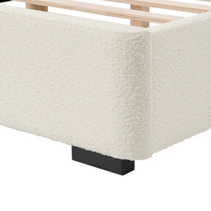 Bouclé Platform Bed with Arched Headboard – Modern Design, Easy Assembly, and Superior Comfort for King Size