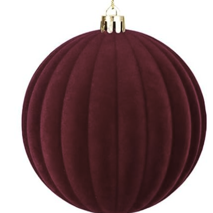 Burgundy Velvet Christmas Ball Ornament Set – 9-Piece Luxury Holiday Décor (10 cm / 3.94 in)