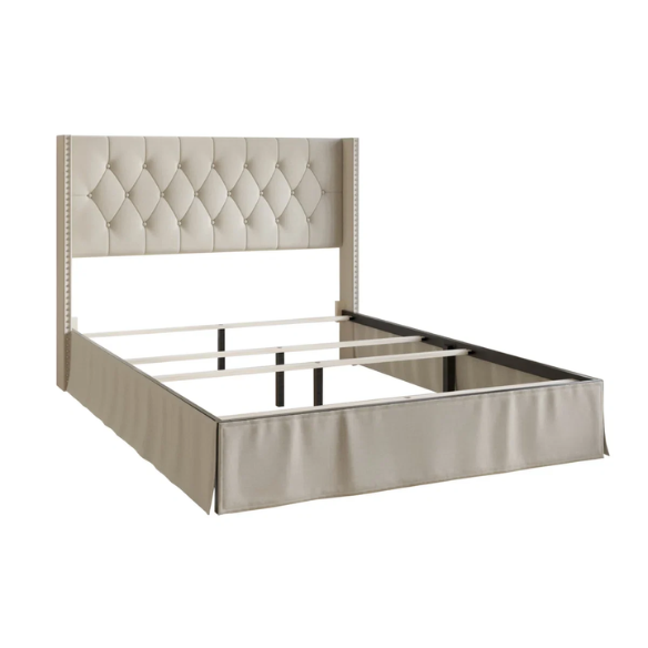 Luxurious Cream Upholstered Twin Bedroom Set: Standard 3-Piece Collection for Elegant Comfort