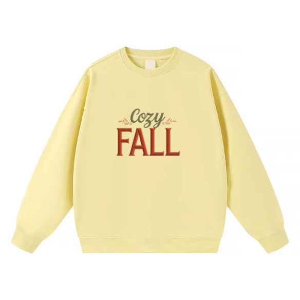 Embroidered Cozy Fall Crewneck Sweatshirt