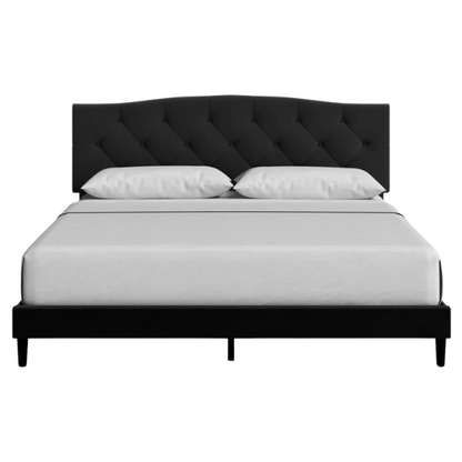 King Size Upholstered Platform Storage Bed with Button Tufted Headboard and Low-Profile Frame – Contemporary Glam Design