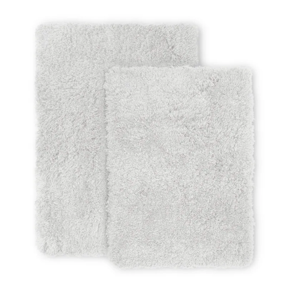White Shaggy Bath Rug Set – Ultra-Soft Microfiber Non-Slip Bathroom Mat with Rubber Backing (2 or 3-Piece Set)