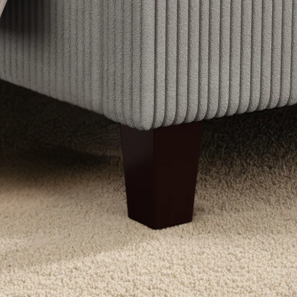 Modern King Size Corduroy Upholstered Bed with Wingback Design – Solid Wood and Metal Frame with Tapered Legs and Extra Cushioned Comfort