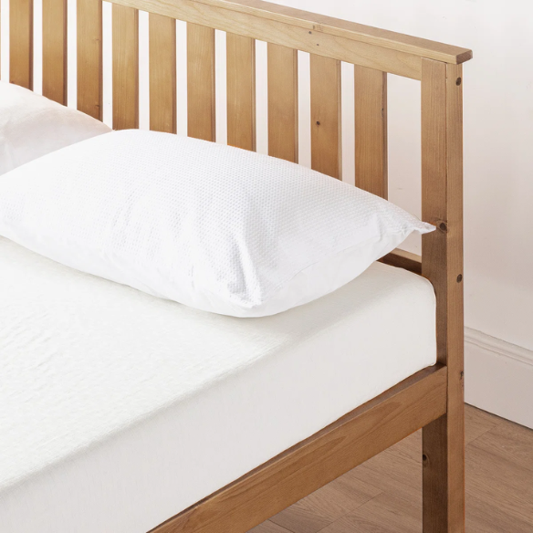 Durable Solid Wood Slat Bed – Full/Double Size with Timeless Design and Sturdy Construction